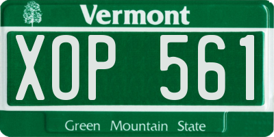 VT license plate XOP561