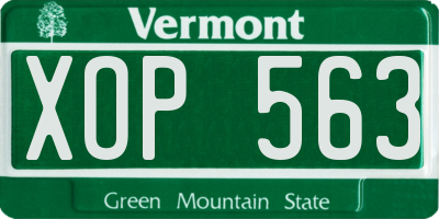 VT license plate XOP563