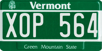 VT license plate XOP564