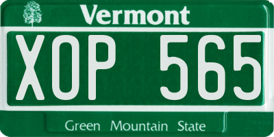 VT license plate XOP565