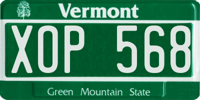 VT license plate XOP568