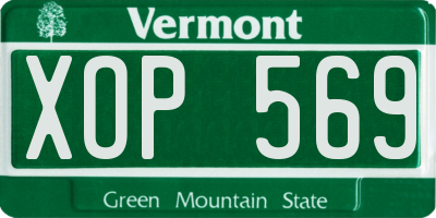 VT license plate XOP569