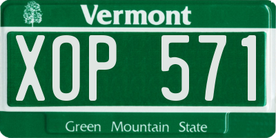 VT license plate XOP571