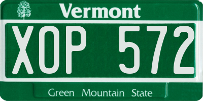 VT license plate XOP572