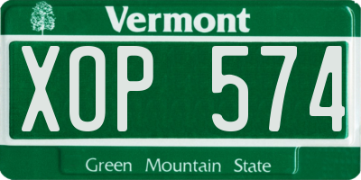 VT license plate XOP574