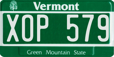 VT license plate XOP579