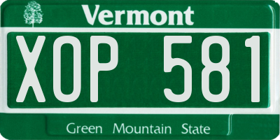 VT license plate XOP581