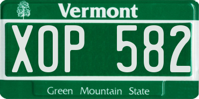 VT license plate XOP582