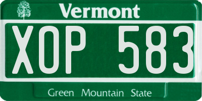 VT license plate XOP583