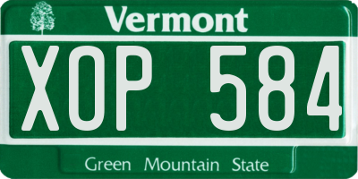 VT license plate XOP584