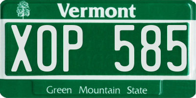 VT license plate XOP585