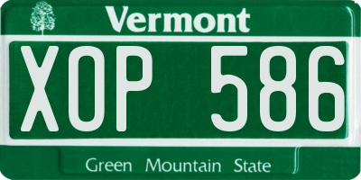 VT license plate XOP586