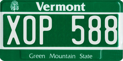 VT license plate XOP588
