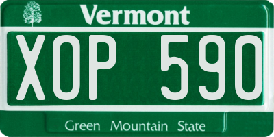 VT license plate XOP590