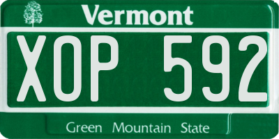 VT license plate XOP592