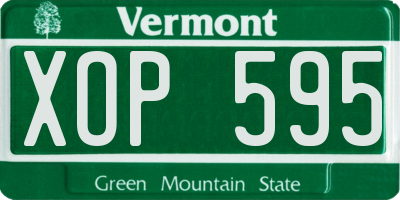 VT license plate XOP595