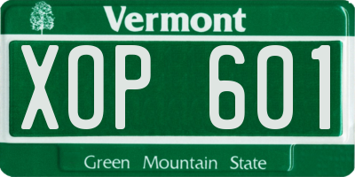 VT license plate XOP601