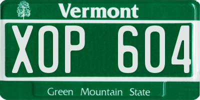 VT license plate XOP604