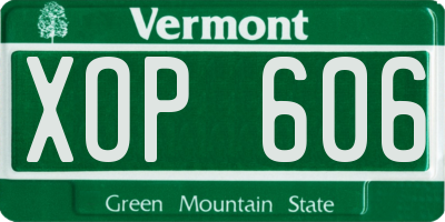 VT license plate XOP606