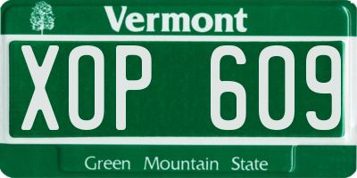 VT license plate XOP609