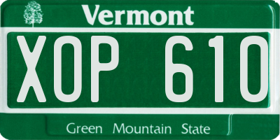 VT license plate XOP610