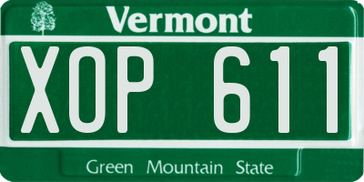 VT license plate XOP611