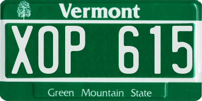 VT license plate XOP615