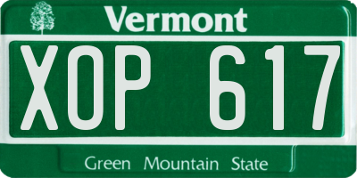 VT license plate XOP617
