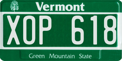 VT license plate XOP618