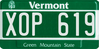 VT license plate XOP619