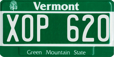 VT license plate XOP620