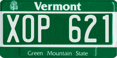 VT license plate XOP621