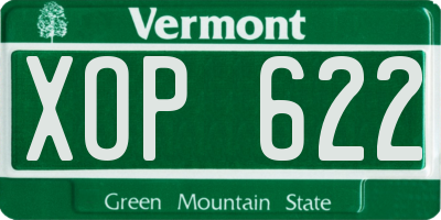 VT license plate XOP622