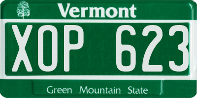 VT license plate XOP623