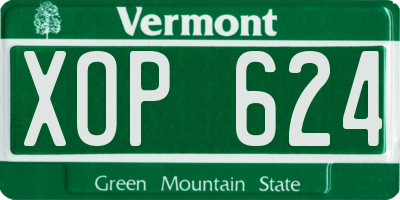 VT license plate XOP624
