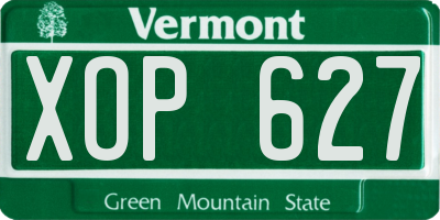VT license plate XOP627