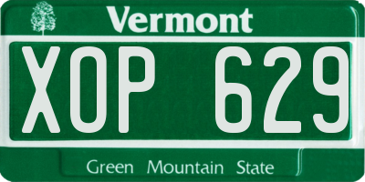 VT license plate XOP629