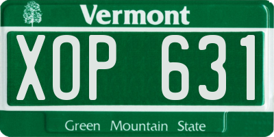 VT license plate XOP631