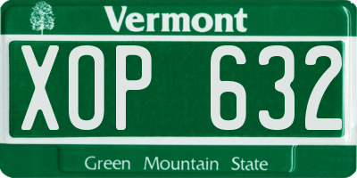 VT license plate XOP632