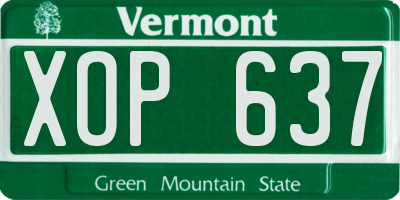 VT license plate XOP637