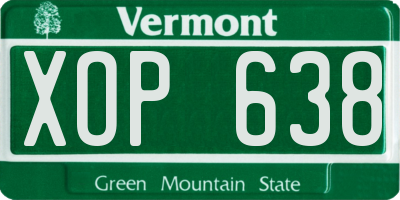 VT license plate XOP638