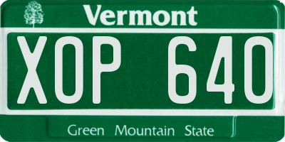 VT license plate XOP640