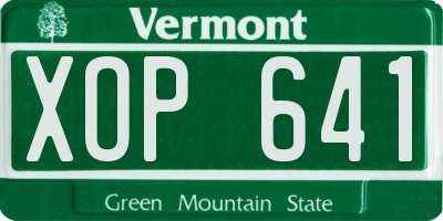 VT license plate XOP641