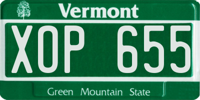 VT license plate XOP655
