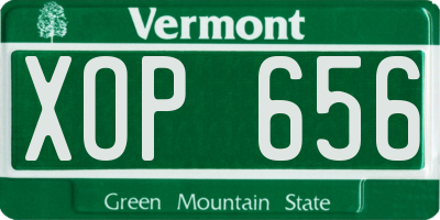 VT license plate XOP656