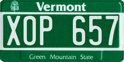 VT license plate XOP657