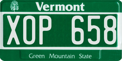 VT license plate XOP658