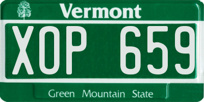 VT license plate XOP659