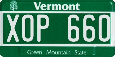 VT license plate XOP660