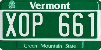 VT license plate XOP661
